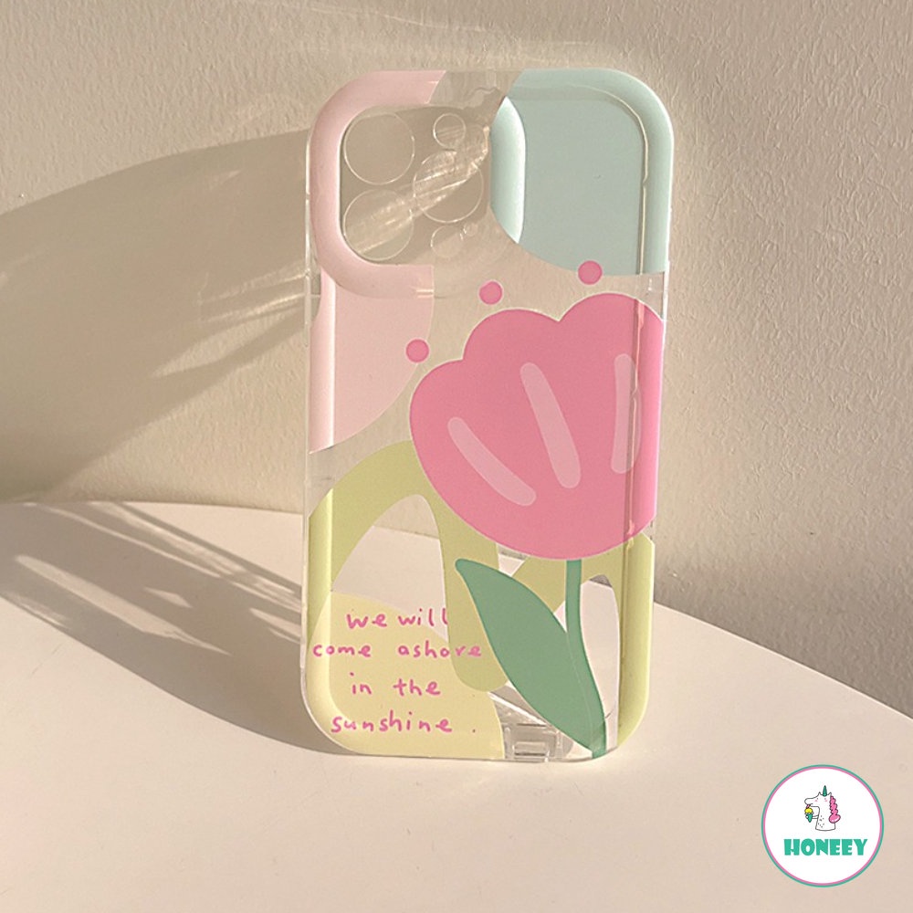 IPHONE Retro Gadis Manis Tulip Bud Art Casing Ponsel Transparan Untuk Iphone14 13 11 12 Pro Max14 Plus Case Kartun Lucu Cover