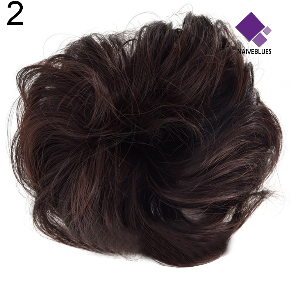&lt; Naiveblues &gt; Wanita DIY Elastis Keriting Wig Rambut Cincin Hiasan Kepala Chignon Ponytail Sopak