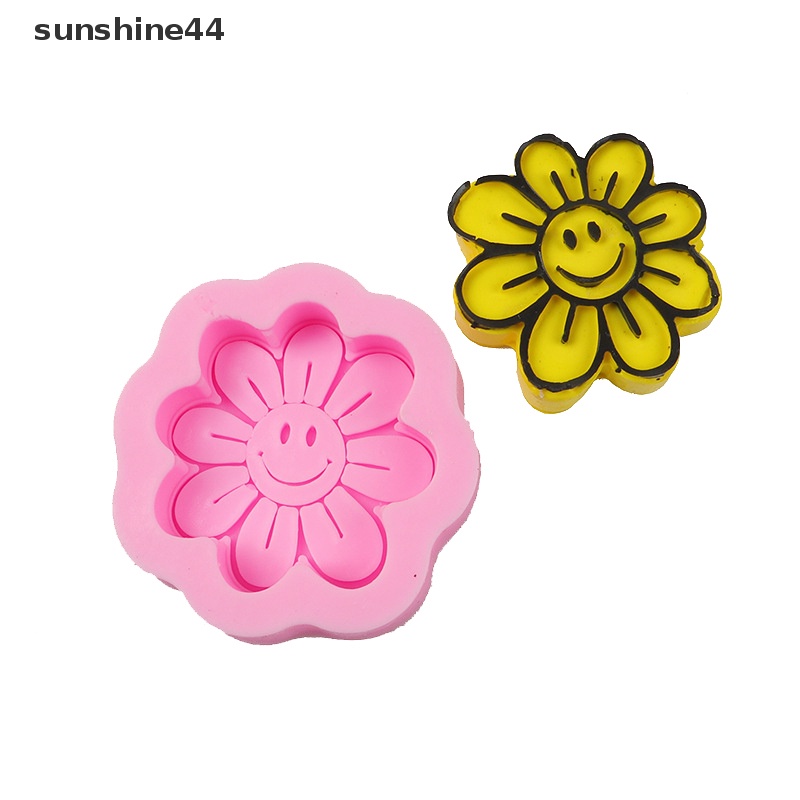 Sunshine Cetakan Coaster Semen Smiley Face Lucu Emoticon Cetakan Silikon Cetakan Kue Sabun ID