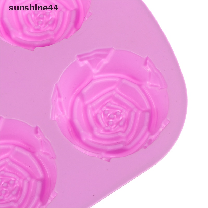 Sunshine 1Pc 6-Rose Flower Silicone Cake Ice Cream Cetakan Coklat Sabun Cetakan Silikon ID