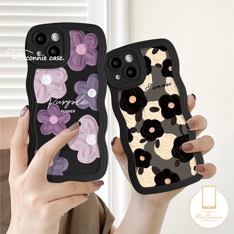 Case Bunga Lukisan Cat Minyak Seni Untuk Infinix Hot12 10 9 11 Play Smart6 4 5 Plus Panas20 9 10 11s 10s 12i 10Lite 20s 8 12 Pro Note 10Pro 12 G96 Retro Floral Wavy Edge Soft Tpu Sarung