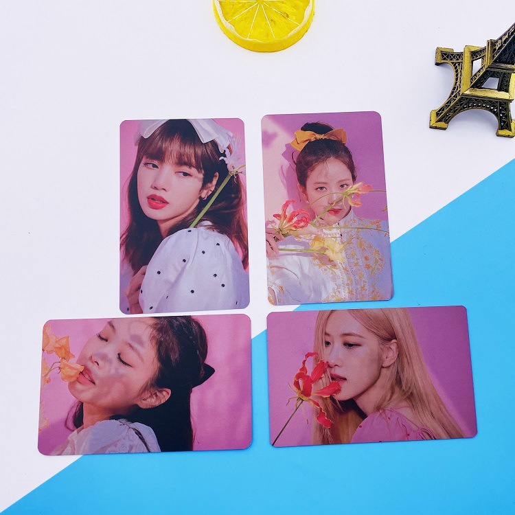 4-5pcs/set Photocard Polariod Hitam-PINK ROSE LISA JENNIE JISOO Kartu Lomo Blackpink Retro Kpop Postcards Blackpink