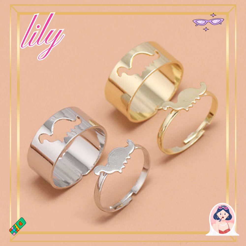 Lily 2Pcs/Set Cincin Mode Baru Kesederhanaan Bentuk Dinosaurus