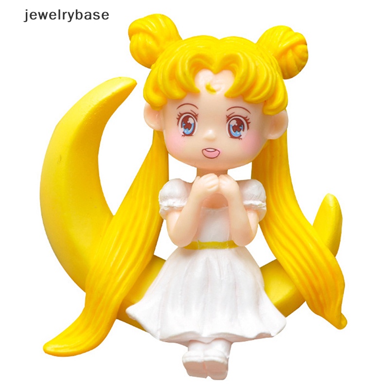 [jewelrybase] 4pcs/set Anime Lucu Sailor Moon Cat Miniatur Dekorasi Kue Figurine PVC DIY Craft Boutique