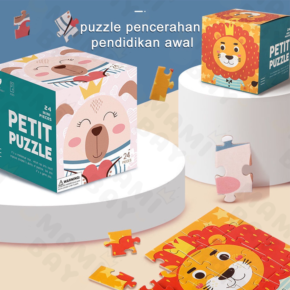 Mamibayi Puzzle Bahan Kertas Jigsaw Puzzle Anak Bayi Motfi Lucu Mainan Edukasi Bayi 24pcs