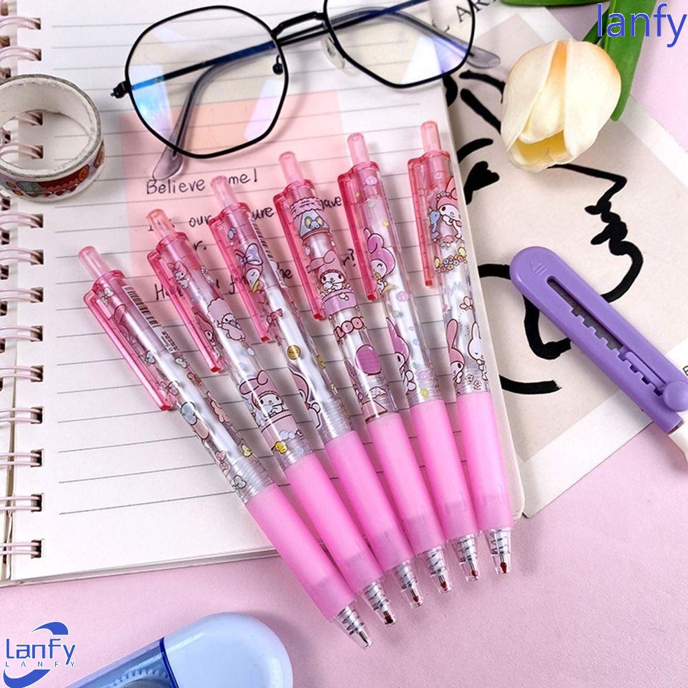 Lanfy Kartun Gel Pulpen 6 Pcs/set Aksesoris Kantor Perlengkapan Sekolah Menulis Pulpen Anime My Melody Alat Tulis Hitam 0.5mm Pen Penandatanganan