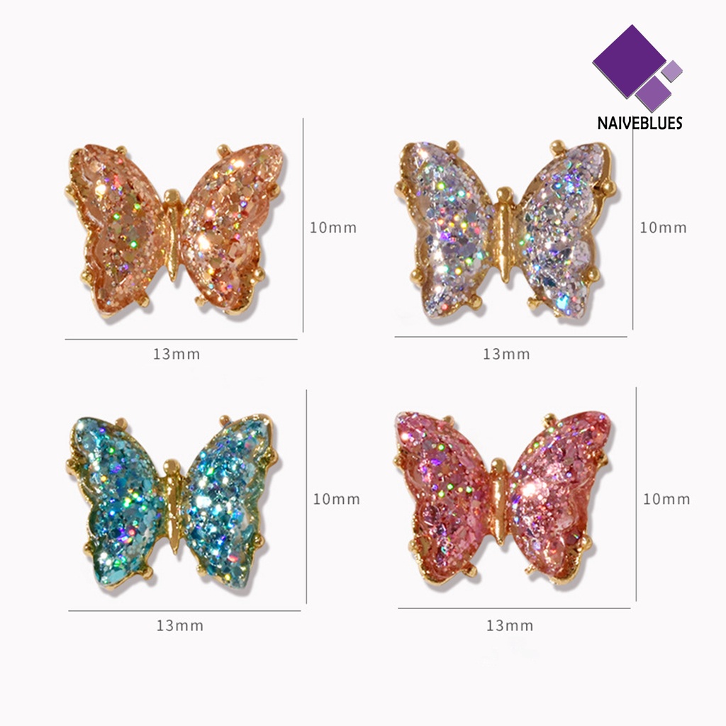 [naiveblues] Manicure Decoration Strong Luxury Alloy Butterfly 3D Berlian Imitasi Art Dekorasi Untuk