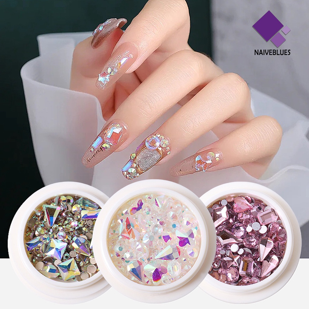 [naiveblues] Dekorasi Kuku Indah DIY Ringan Nail Art Berlian Imitasi Untuk Wanita