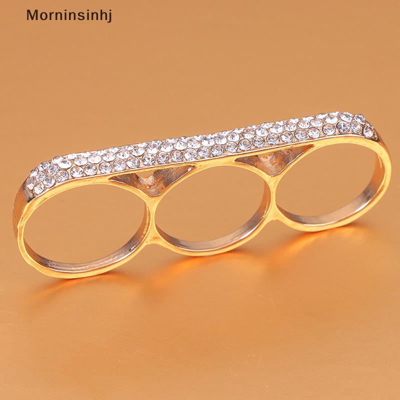 Mornin Fashion Tiga Jari Knuckle Duster Ring Minimalis Stainless Steel Bar Ring Perhiasan Hadiah id