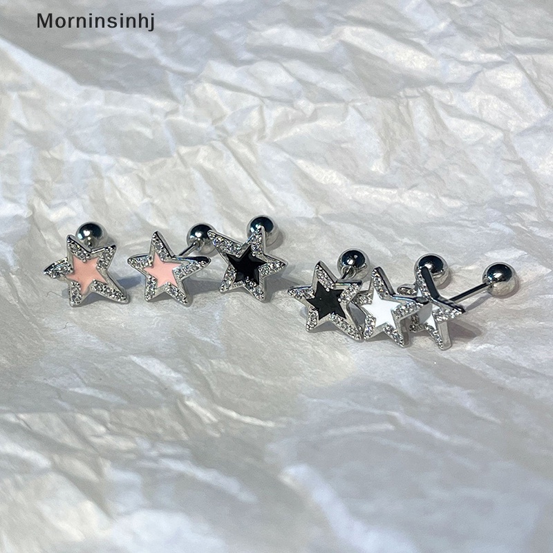 Mornin 1pasang Fashion Bintang Zirkon Telinga Studs Anting Untuk Wanita Tulang Rawan Helix Telinga Tulang Kuku Manis Keren Telinga Perhiasan Hadiah id