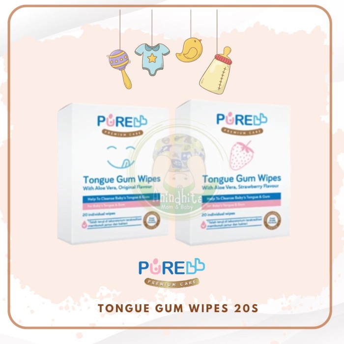 PURE BB Tongue Gum Wipes 20s Tissue Basah Pembersih Lidah Gusi Bayi - Original