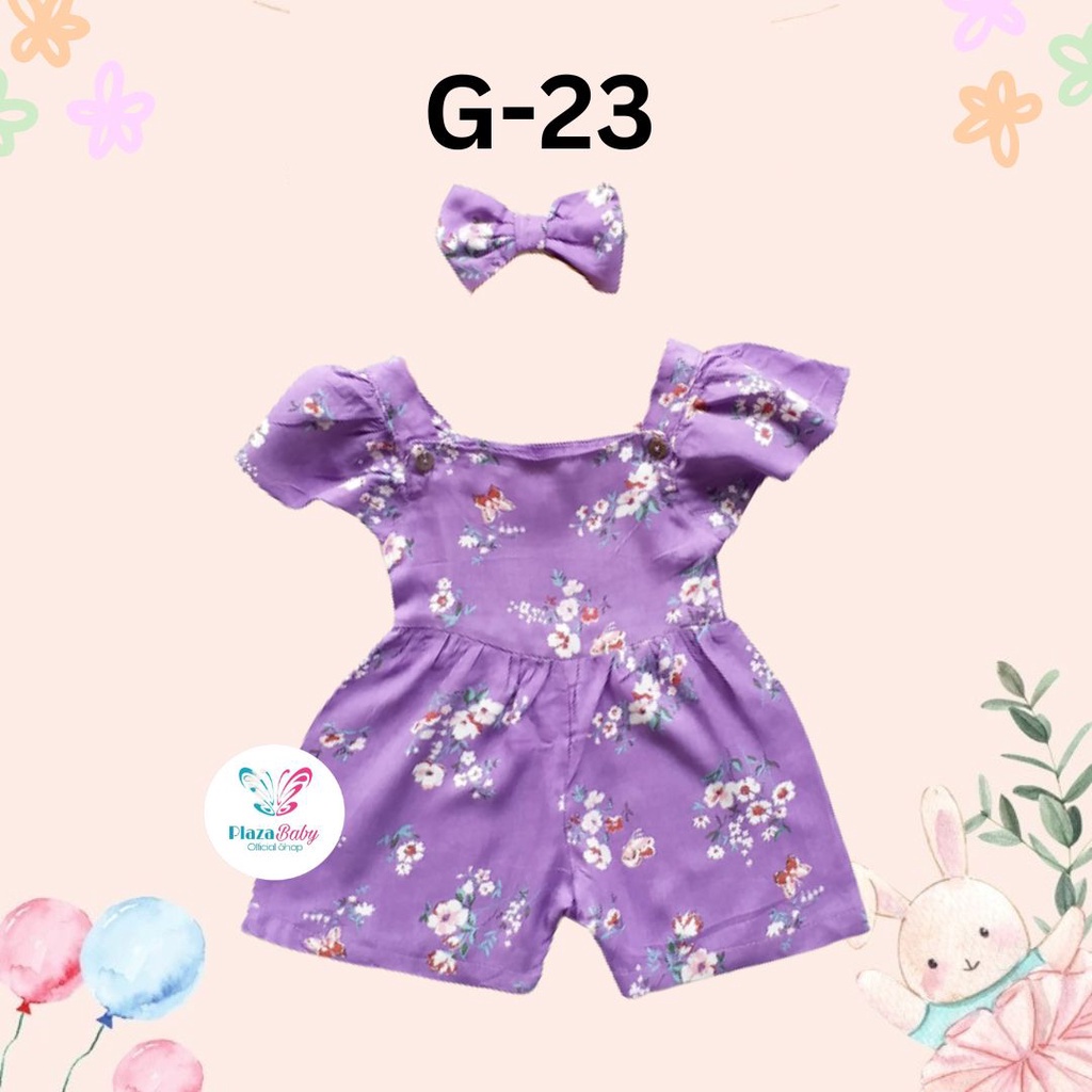 Plazababyku BBB JUMPSUIT LAURA setelan anak perempuan jumper bayi motif bunga lucu free headband