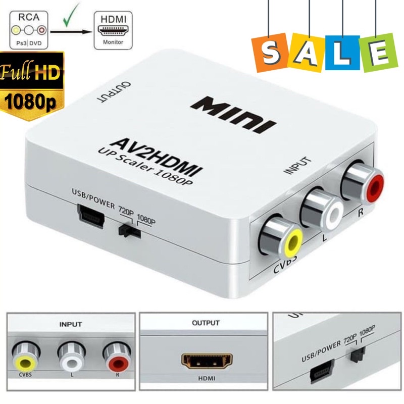 CONVERTER AV TO HDMI RCA TO HDMI MINI ADAPTER HD VIDEO 1080P