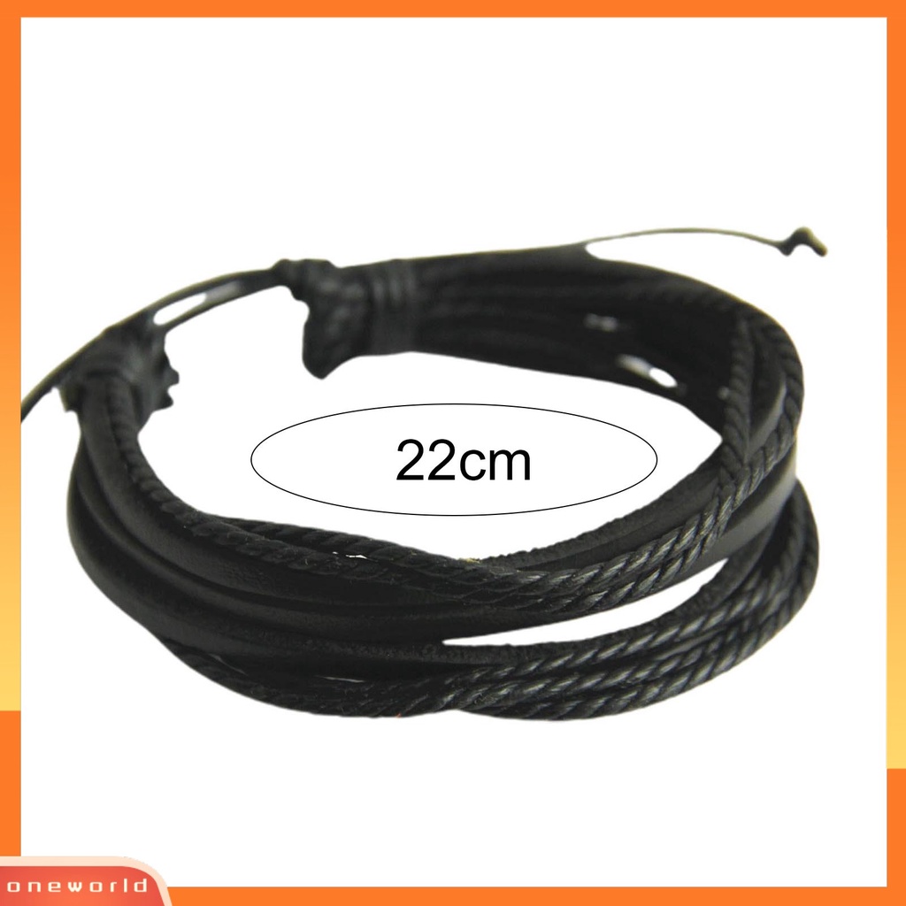 [EONE] Gelang Pria Vintage Multi Layers Faux Leather All Match Gelang Cowok Untuk Hadiah