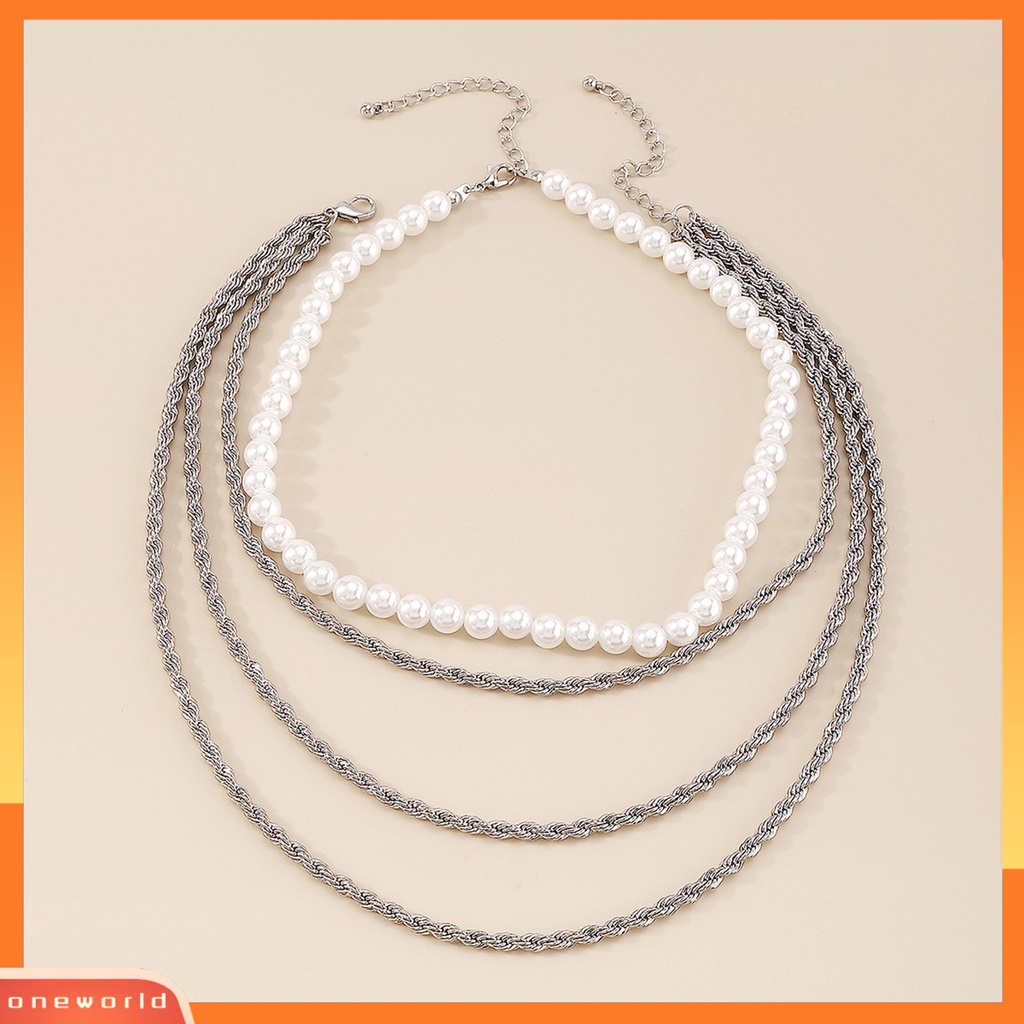 [EONE] 2 Pcs Wanita Kalung Multi Layer Mutiara Imitasi Perhiasan Berlebihan Stackable Necklaces Untuk Pakaian Sehari-Hari Perjamuan Pernikahan