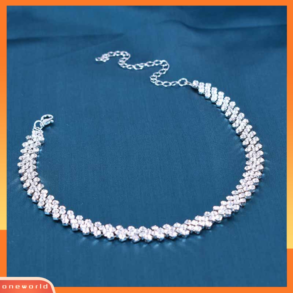 [EONE] Rantai Klavikula Geometris Electroplating Temperamen Adjustable Extension Chain Dekorasi Hadiah Wanita Penuh Berlian Imitasi Choker Kalung Fashion Perhiasan Untuk Perjamuan