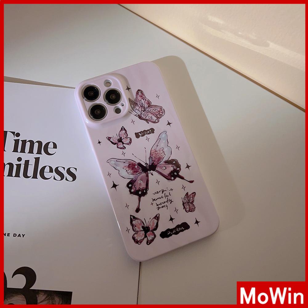 For iPhone 14 Pro Max iPhone Case Cream Glossy Soft Case TPU Shockproof Camera Cover Protection Purple Butterfly Compatible with iPhone 13 Pro max 12 Pro Max 11 xr xs max 7Plus