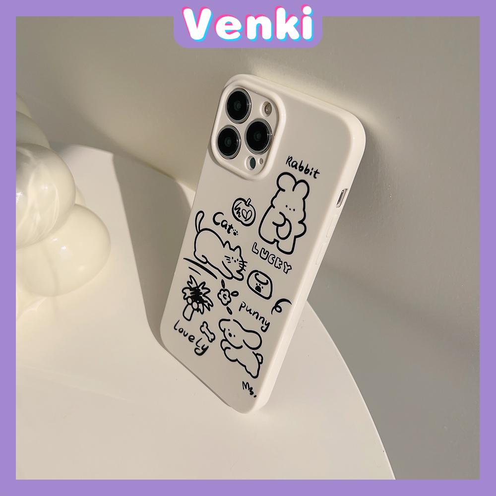 VENKI - For iPhone 11 iPhone Case White Glossy TPU Soft Shell Shockproof Camera Case Protection Stick Figure Animal Compatible with iPhone 14 13 Pro max 12 Pro Max xr xs max 7 8