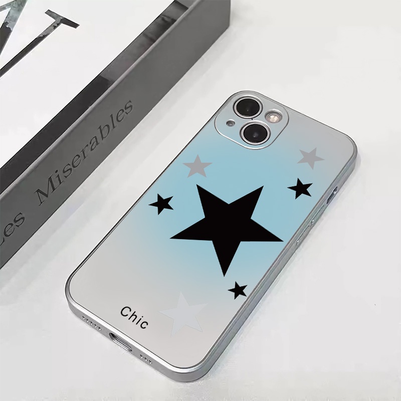 IPHONE Star Soft Case Kompatibel Untuk Iphone14 13 12 11 Pro Mini XS Max Casing Ponsel XR X8 7 6S+Plus Electroplate TPU Silikon Shockproof Cover