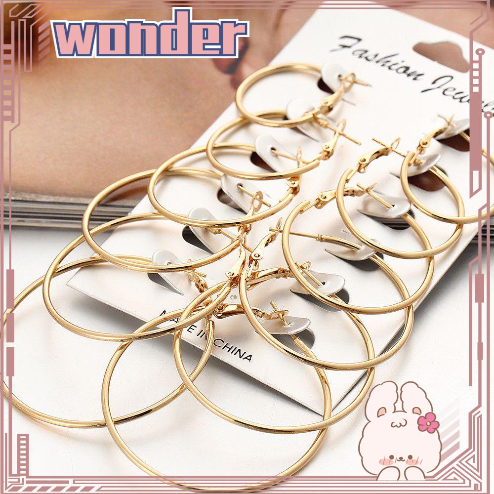 Wonder 6pasang/Set Anting Hoop Set Perhiasan Punk Pesta Unisex