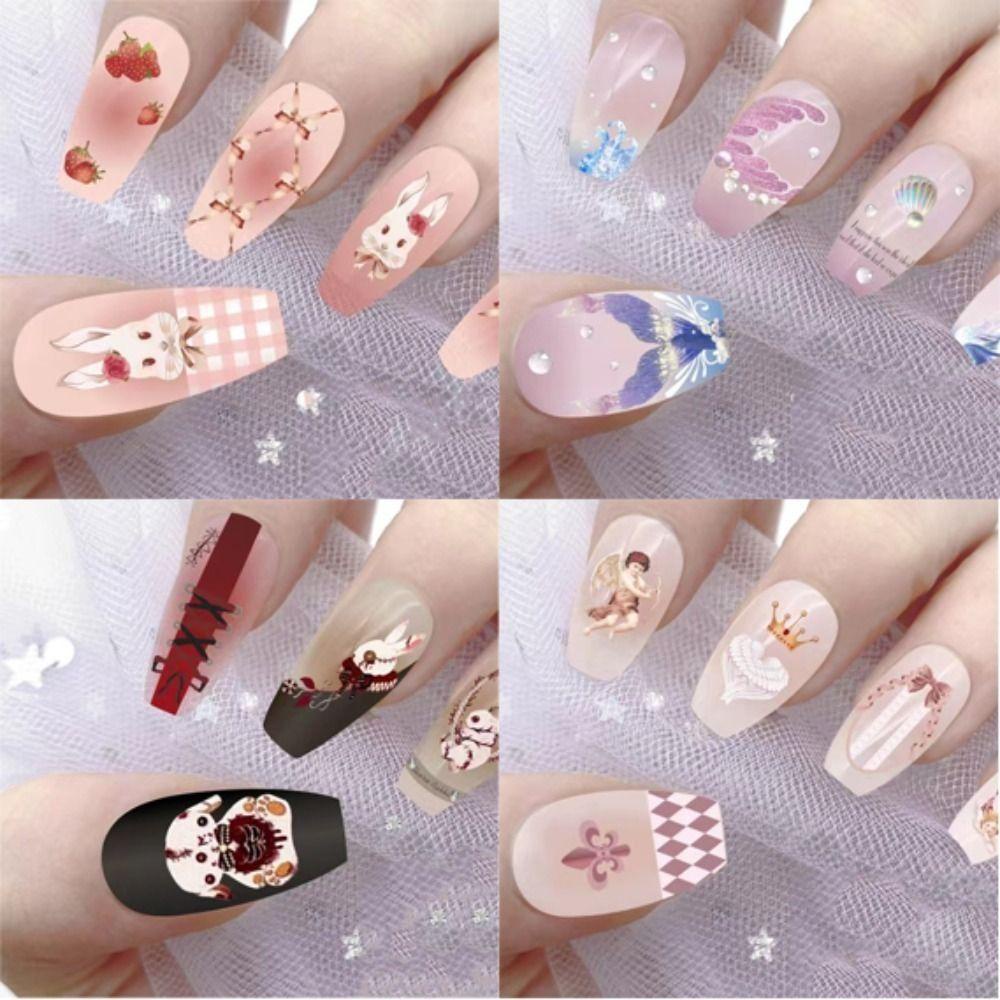 Mxbeauty Stiker Kuku Kelinci Mawar Kupu Kuromi Kitty Cat Melody Nail Art Dekorasi