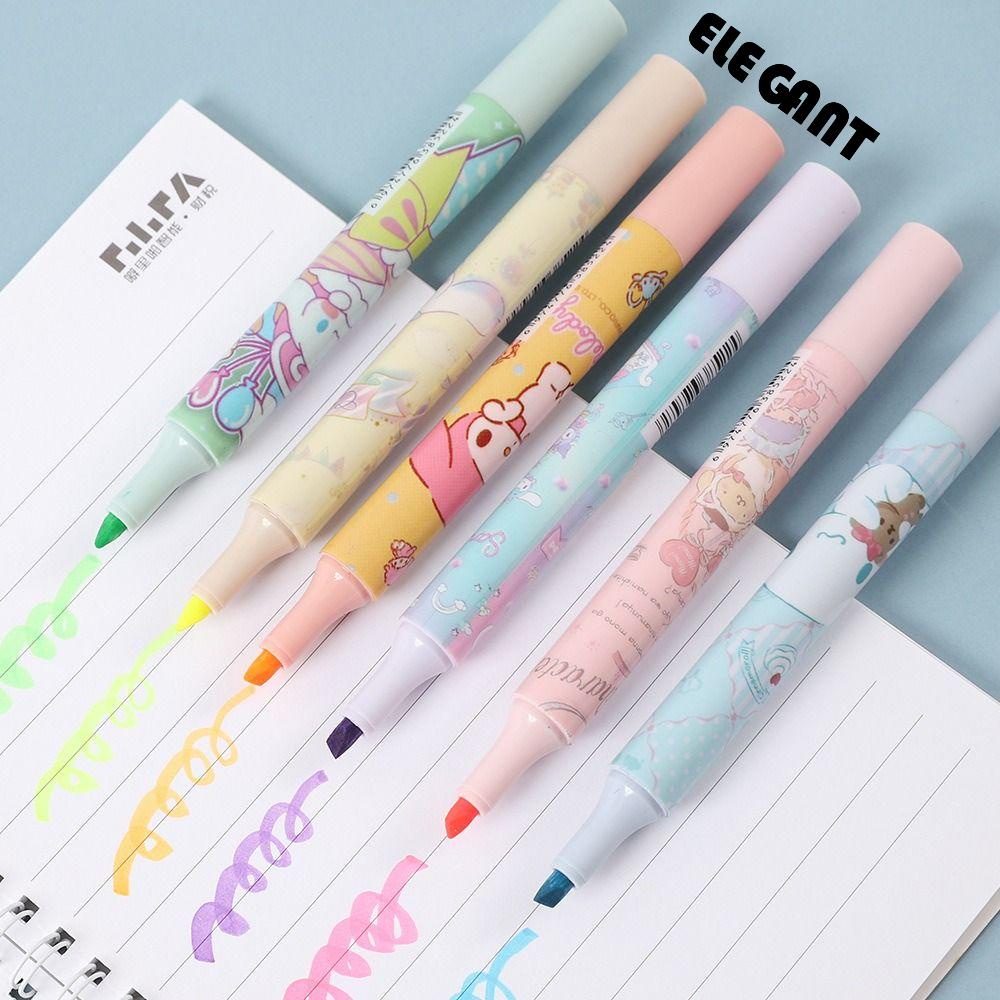 [Elegan] Stabilo Pen Set 6pcs/Set Jepang Kuromi Siswa Stationary My Melody Cinnamoroll Keypoints Marker Pen