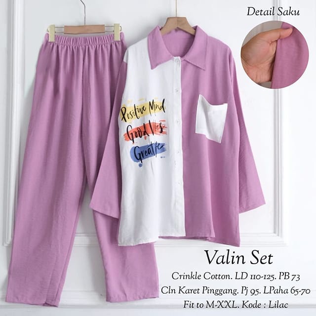 GAMIS STORE - Valin Set Setelan One Set 2in1 Matt Cringkle Cotton Basic Premium l Stelan Wanita Fit To XL