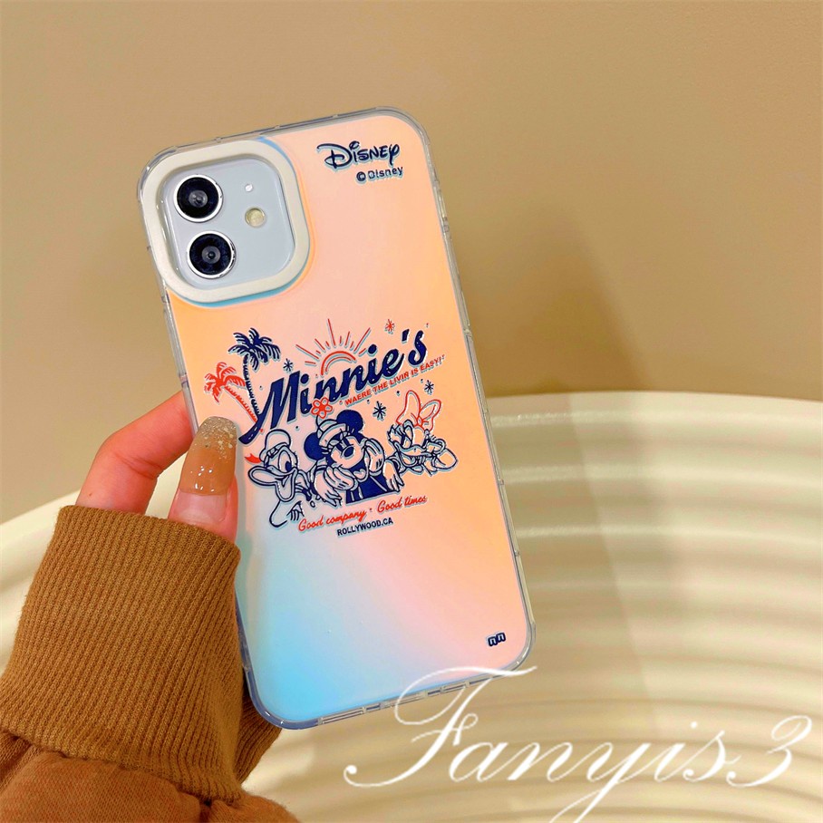 Compatible For IPhone 14 13 12 11 Pro Max X XR Xs Max 8 7 Plus SE 2020 Kompatibel Untuk Lucu Kartun Mouse IMD Laser Gradiasi Ponsel Case TPU Lembut Shockproof Cover Pelindung