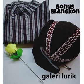 Lurik Baju Surjan Pria Lurik Hitam Putih-Sorjan Free Blangkon Samurai Putih-Surjan Pria Dewasa-Baju 