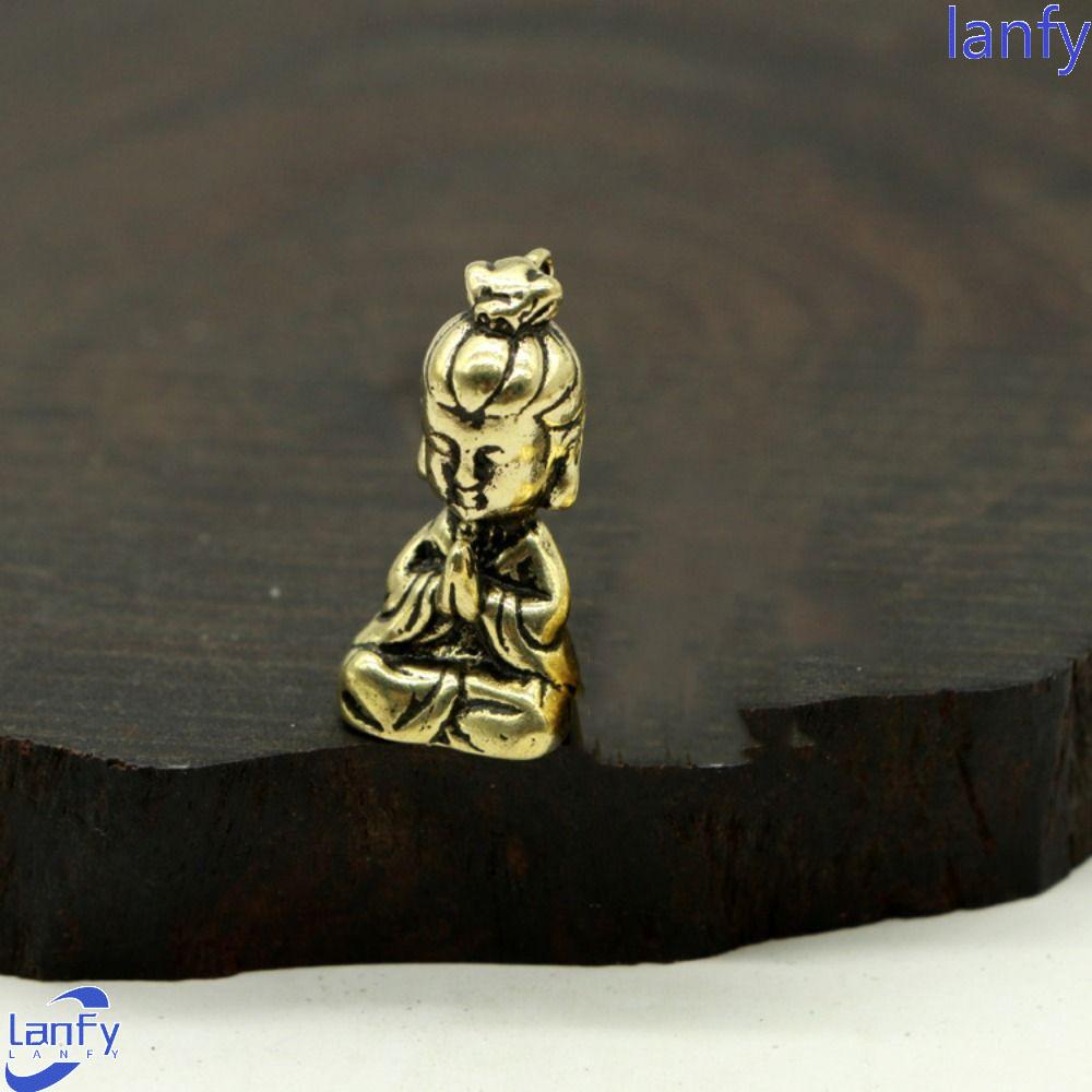 Lanfy Buddha Liontin Kreatif Kuningan Padat Tahan Lama Kerajinan Tangan Dekorasi Mobil Fengshui Patung Miniatur