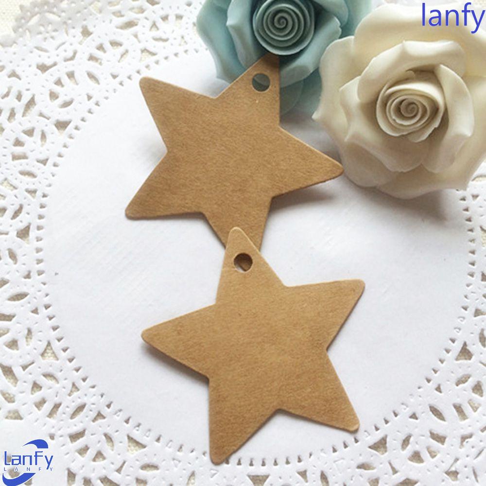 Lanfy Kertas Label Kraft Paper Handmade DIY Kerajinan Kartu Pembungkus Ulang Tahun Pernikahan Natal Halloween Dekorasi