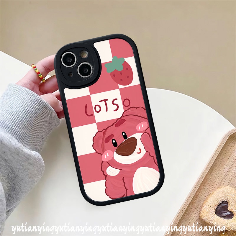 Lovely Strawberry Bear Case Untuk Realme C53 C35 C25Y C21Y C31 C15 C21 C30 C55 C11 C12 C25s C20 C17 C20A GT C2 C3 9i 7i 8 6s 6 5i 5 6i 10 Pro+8i 8Pro Kartun Manyo Lembut Belakang Sarung