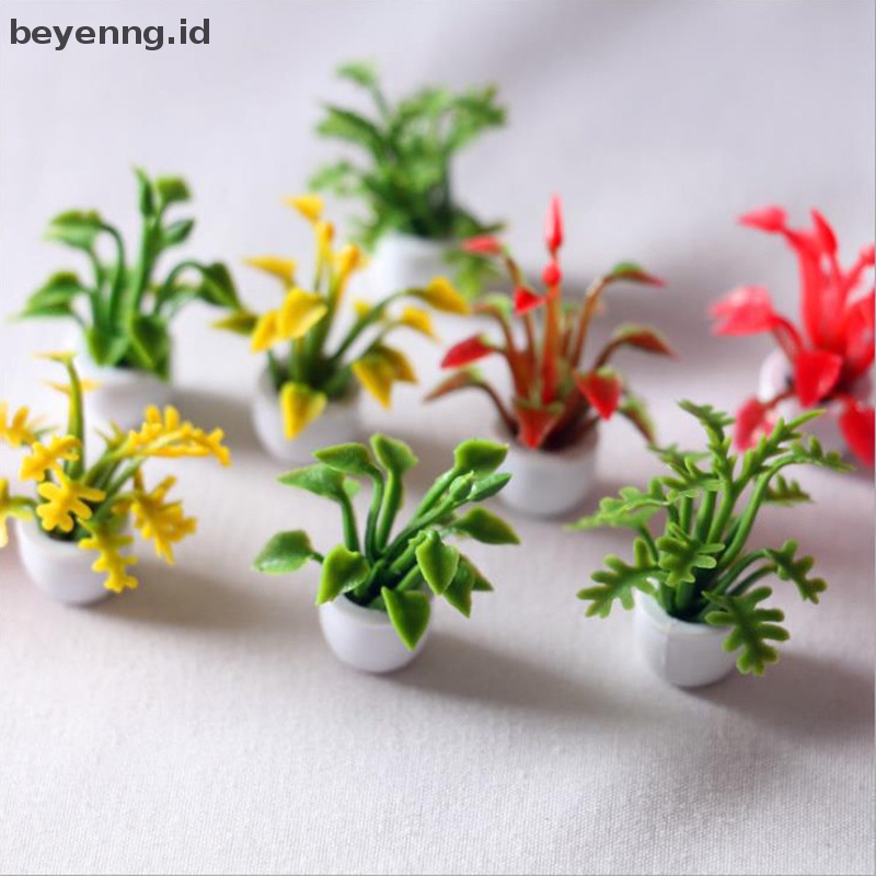 Beyen 1pcs1/12rumah Boneka Pot Bunga Model Tanaman Aksesoris Taman DIY Mainan ID
