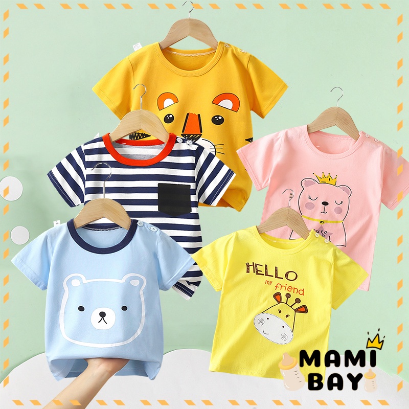 OKEYI baju lengan pendek bayi kaos bayi motif lucu import korea  1-3tahun