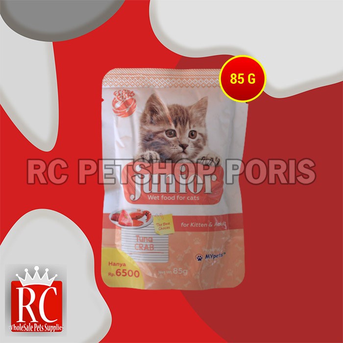 Makanan Basah Kucing Junior Wet Food Pouch 85 Gram Non Whiskas