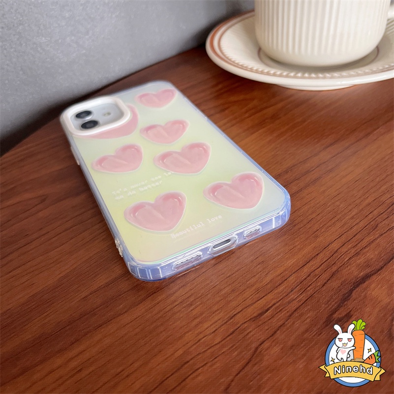 IPHONE Casing Kompatibel Untuk Iphone14 13 12 11 Pro Max X Xr Xs Max8 7 6 Plus SE 2020 Ins Dream Pearl Love Laser Phone Case Anti Jatuh Silikon Bening Dua Lapisan Casing Cover Pelindung