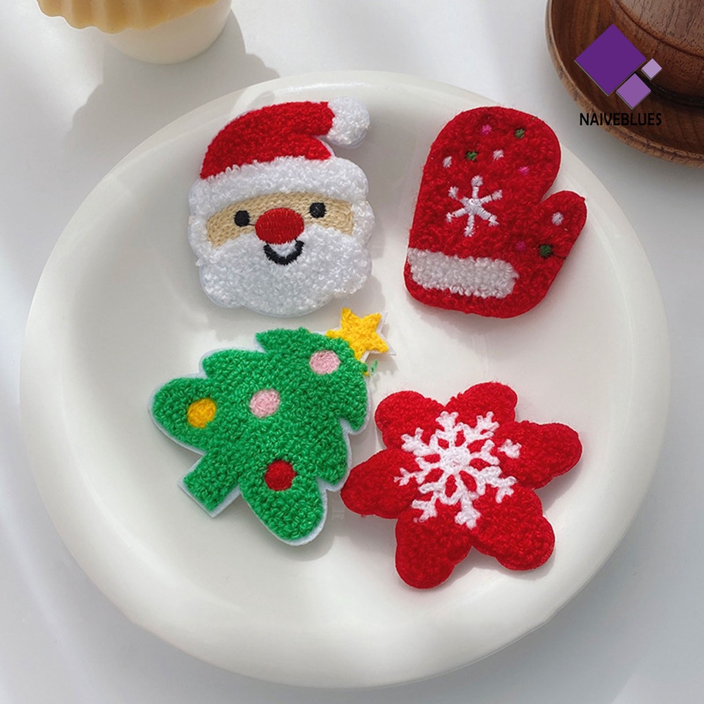 &lt; Naiveblues &gt; Bros Natal Bordir Anti Karat Portable Tahun Baru Hias Kartun Panjang Santa Mantel Natal