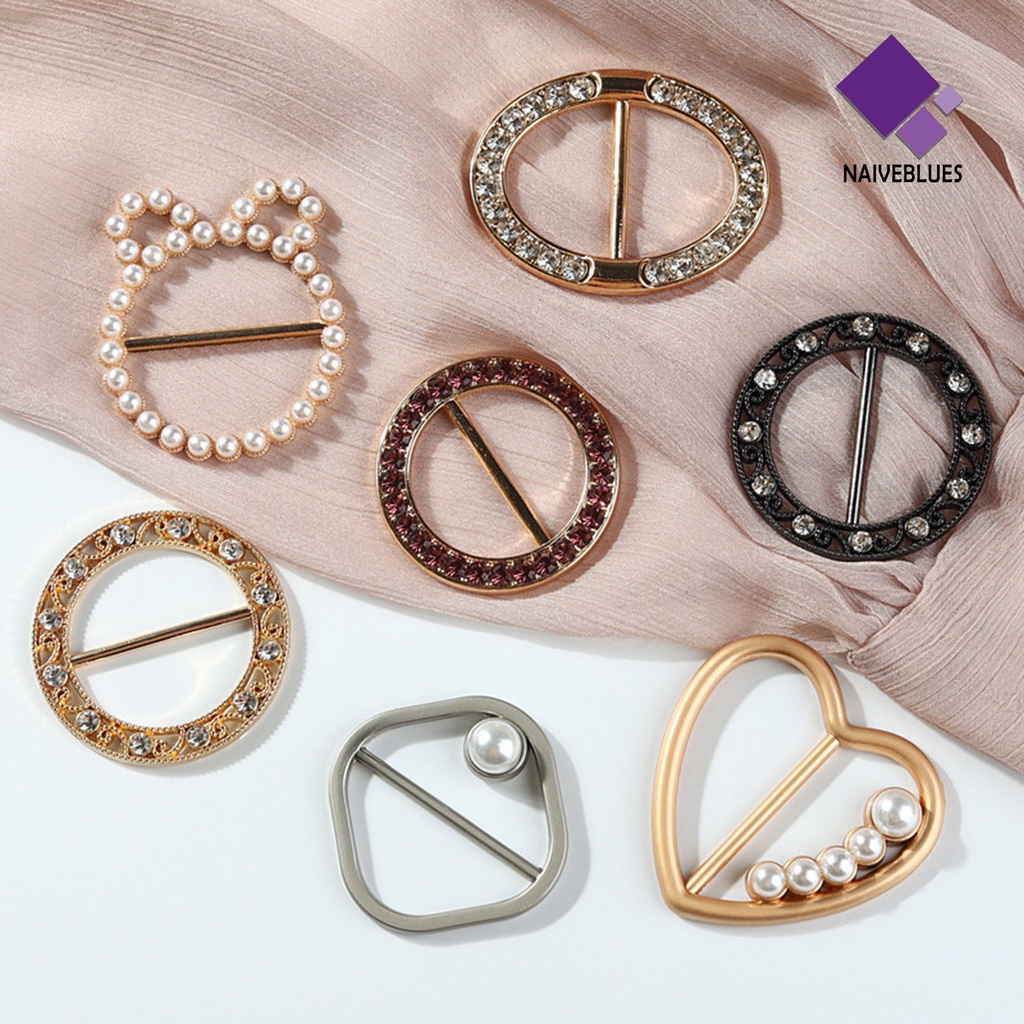 &lt; Naiveblues &gt; Pakaian Sudut Simpul Gesper Elegan Mutiara Imitasi Bulat Cinta T-shirt Syal Sudut Dasi