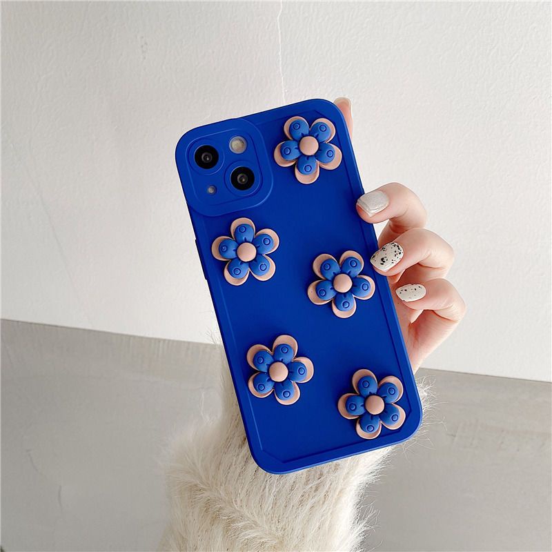 IPHONE Klein Casing Ponsel Desain Boneka Lima Bunga Biru 3D Kompatibel Dengan Iphone12 13 14 11 Pro Max X Xs Max Xr vvplk