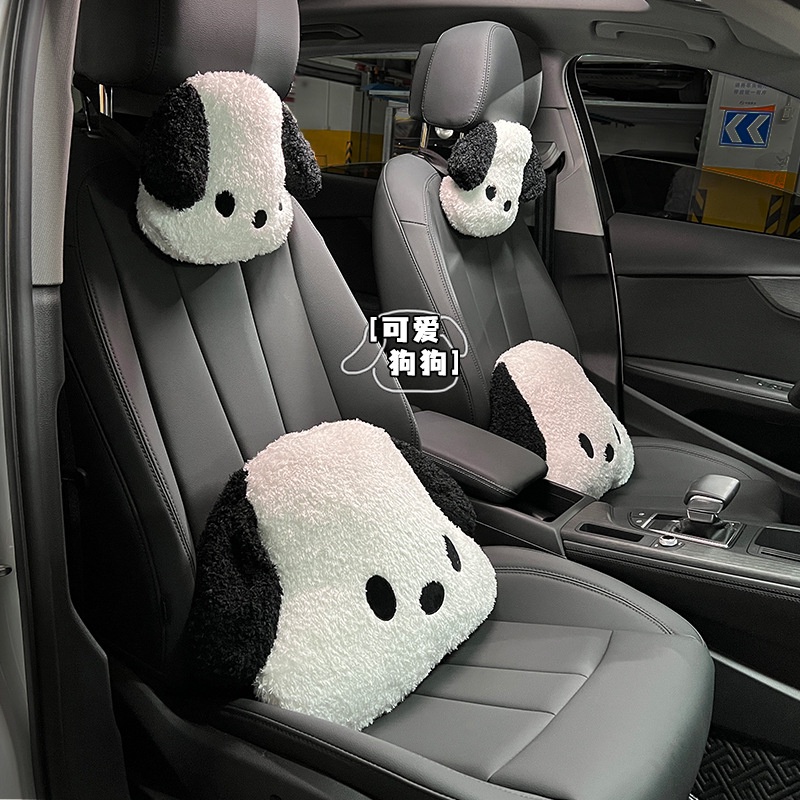 Headrest Mobil headrest, Mobil Kreatif Lucu Imut Hitam Dan Putih Sandaran Kepala Anjing Bantal Pelindung Leher