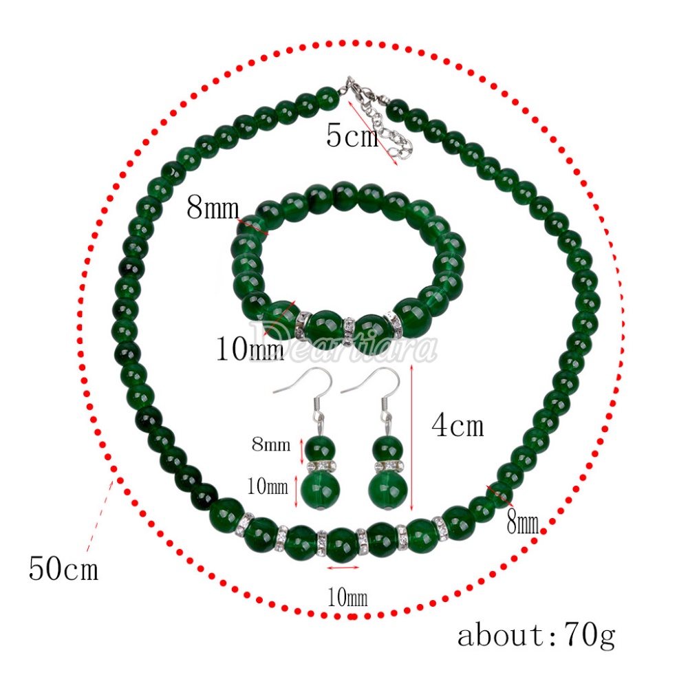 Set Perhiasan Kalung Gelang Anting Kristal Fashion Eropa Dan Amerika Wanita Tiga Potong Set