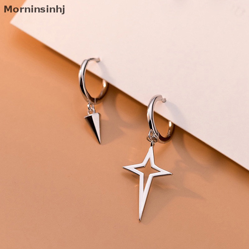 Mornin Anting Perak Fashion Asimetris Cross Cone Hoop Earrings Untuk Wanita Perhiasan Hari Ibu id