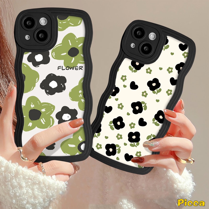 IPHONE Casing Ponsel Bunga Musim Semi Kompatibel Untuk Iphone12 11 Pro Max XR 78 6s 14 6 Plus 7Plus 11 14 13 12 Pro Max X XS Max SE 2020 Fashion Bunga Segar Tepi Bergelombang Lembut Tpu Penutup Belakang