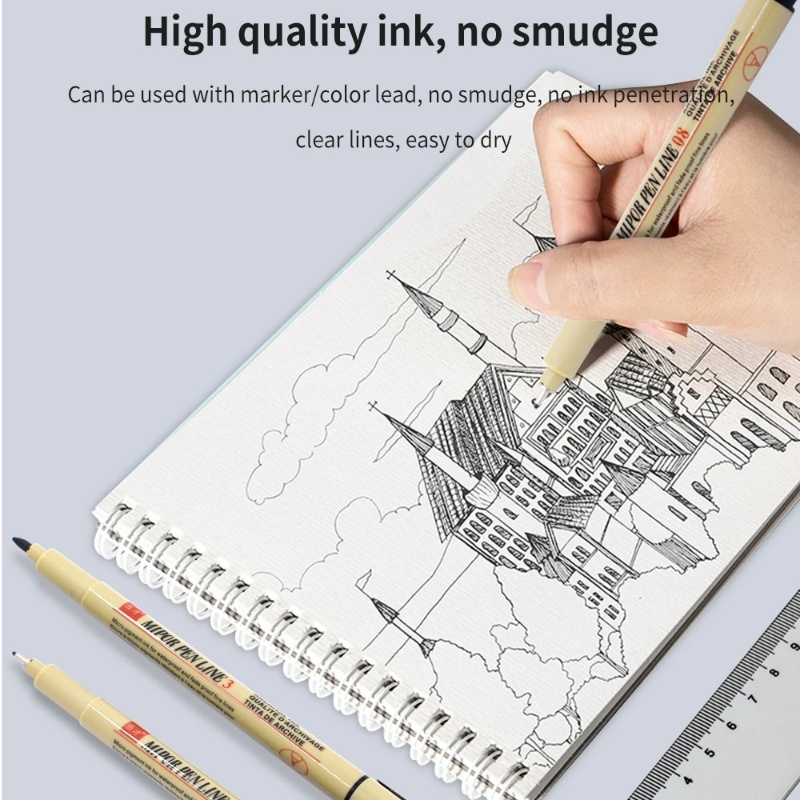 3pcs Smoothing Sketch Marker Pen/Pigment Liner Hitam Neelde 0.05 Brush Drawing Pen/Pena Lukisan Tahan Air Alat Tulis Siswa