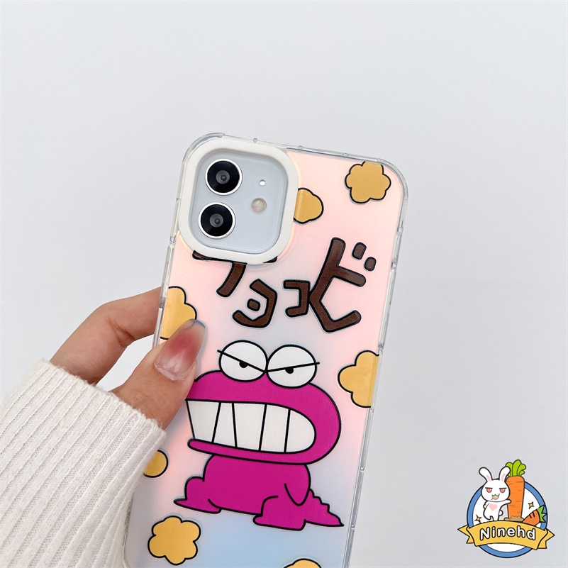 IPHONE Casing Kompatibel Untuk Iphone14 13 12 11 Pro Max X Xr Xs Max8 7 Plus SE 2020 Kartun Lucu Motif Buaya Mawar Merah Casing Ponsel Laser Bening Matte Tombol Keras Shockproof Case Cover