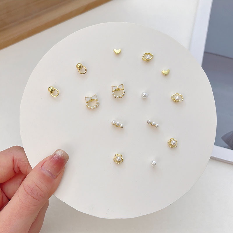 7pasang/set Anting Tusuk Geometri Ikatan Simpul Bunga Fashion Untuk Wanita