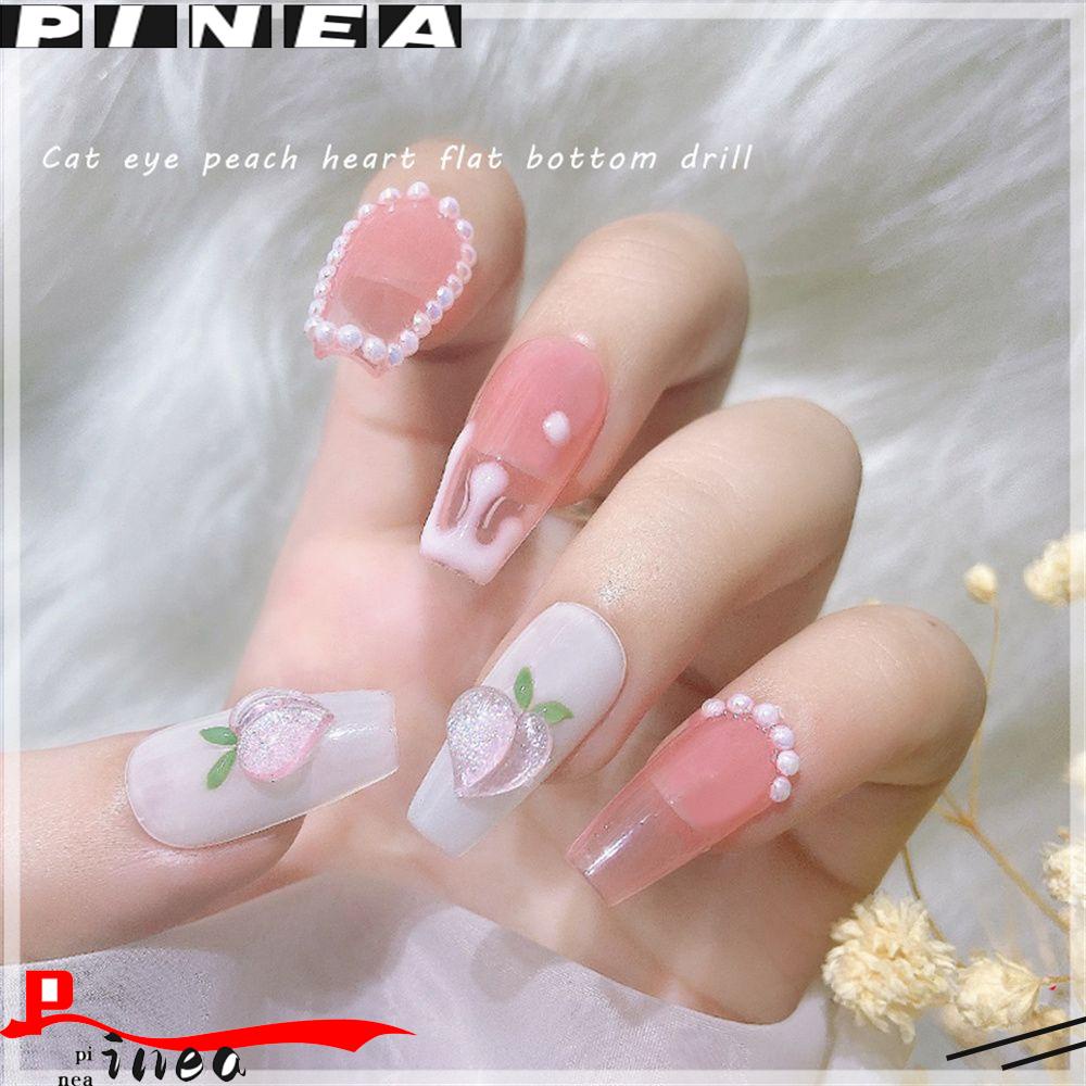 PINEAPPLE 30pcs Jewelry Flat Bottom Drill Nail Accessories Nail Decoration Peach Heart Love Heart Symphony DIY Manicure Resin Nail Art Nail Rhinestones