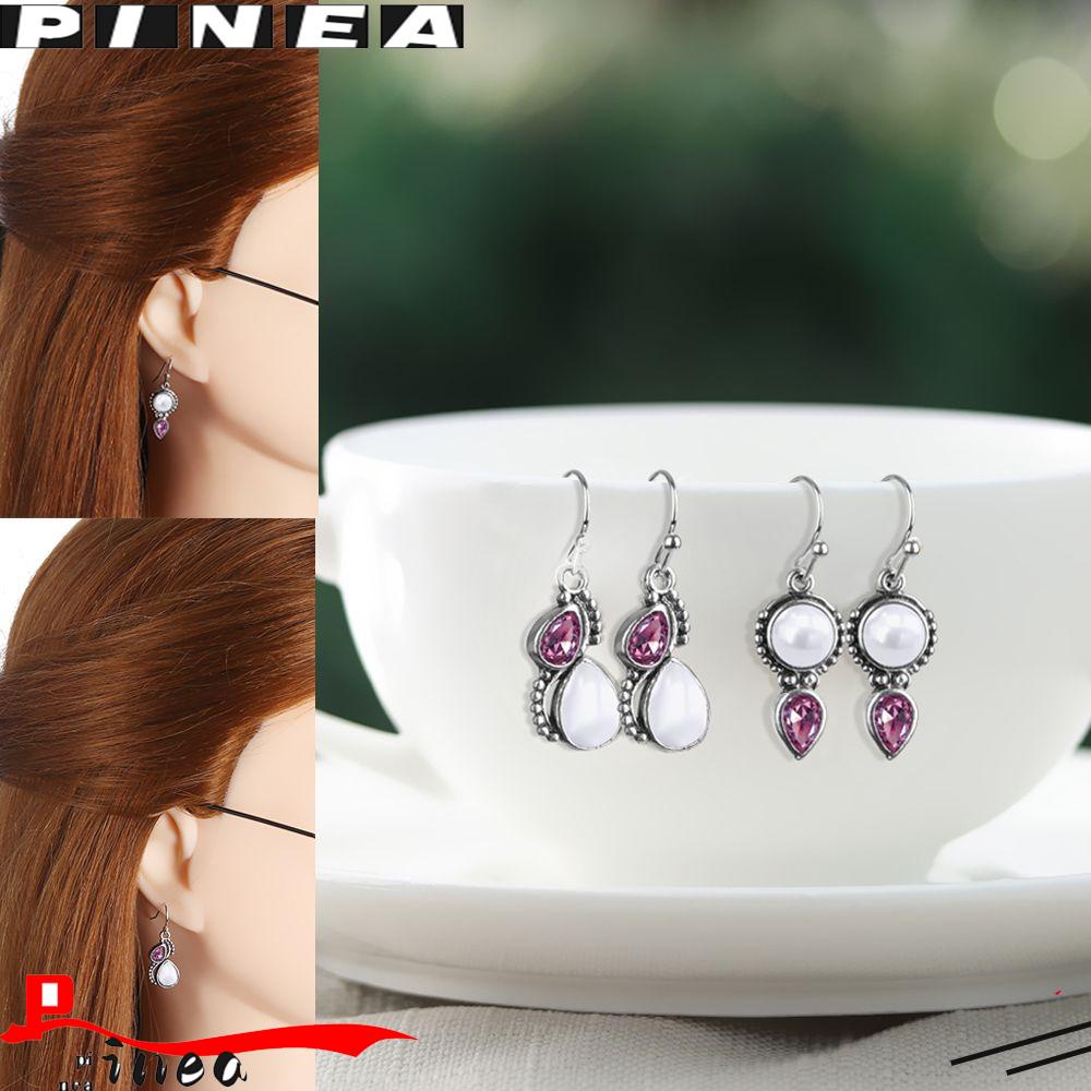 Anting Nanas Moonstone Vintage925 Lapis Perak925 Pear Drop Hook Eardrop