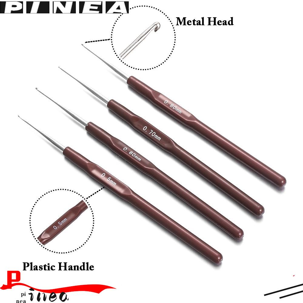 4Pcs / set Jarum Kait Crochet Gagang Plastik Untuk Membuat Wig Rambut Gimbal