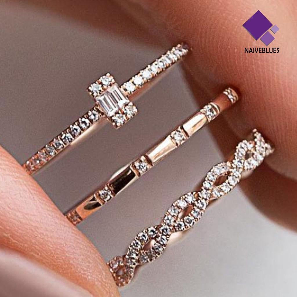 &lt; Naiveblues &gt; 3Pcs/Set Cincin Kit Hias Minimalis Cincin Jari Individualitas Khas Untuk Harian